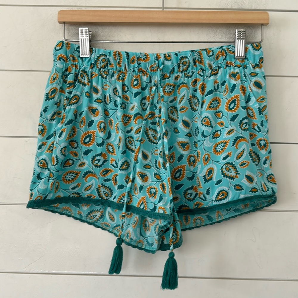 Aerie size S Lounge Shorts Green floral with tassel tie